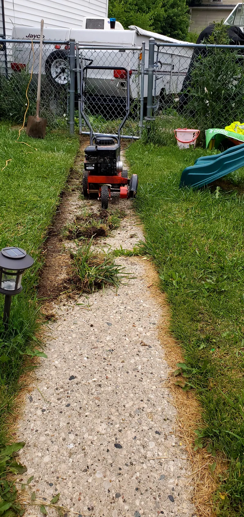Freshly edged walkway — yard care results